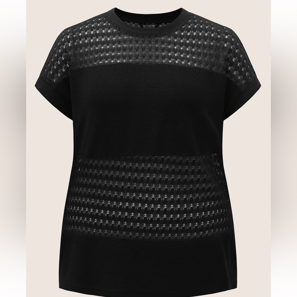 BloomChic Plus Size 2XL Solid Cut Out Patchwork Split Hem T-shirt us18-20 - Picture 6 of 8